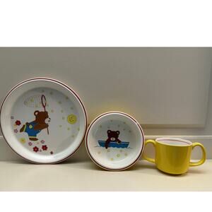 Mikasa "Catch A Star" 3-Piece Child's Dinnerware Set Bear Theme Vintage